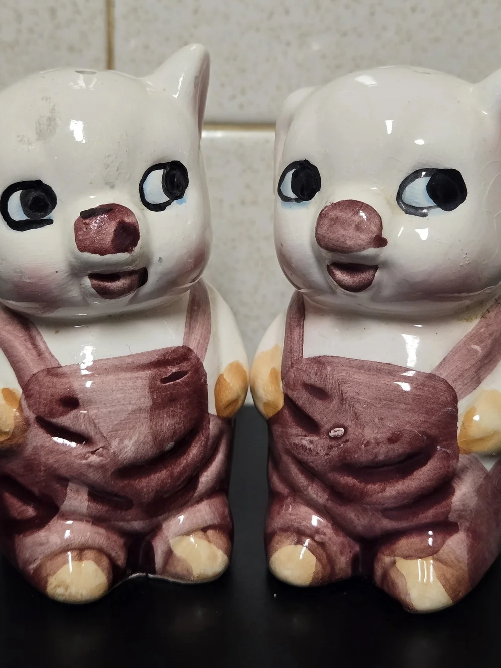1986 McCrory Ceramic Piglets in Overalls